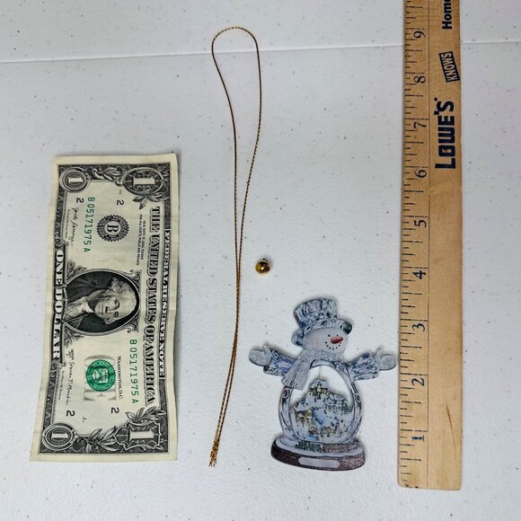 Snowman Christmas Ornament Snow Globe Shape Decoration With Gold String and Bell - Picture 6 of 8